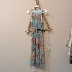 MIDI halter neck belted dress